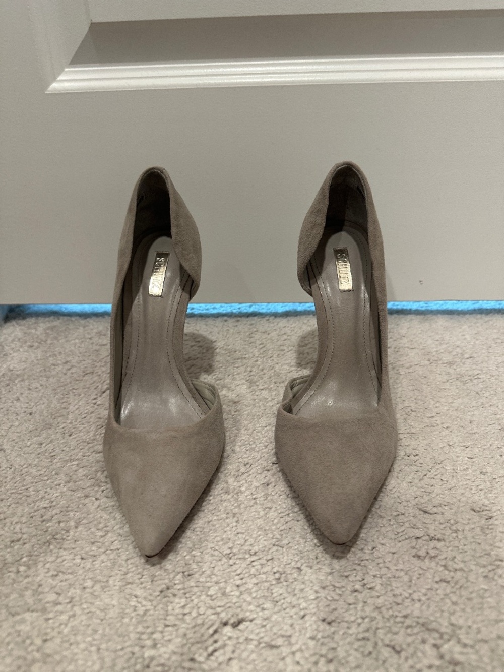 SCHUTZ Taupe/Nude Suede Pointed-Toe Stiletto Pumps